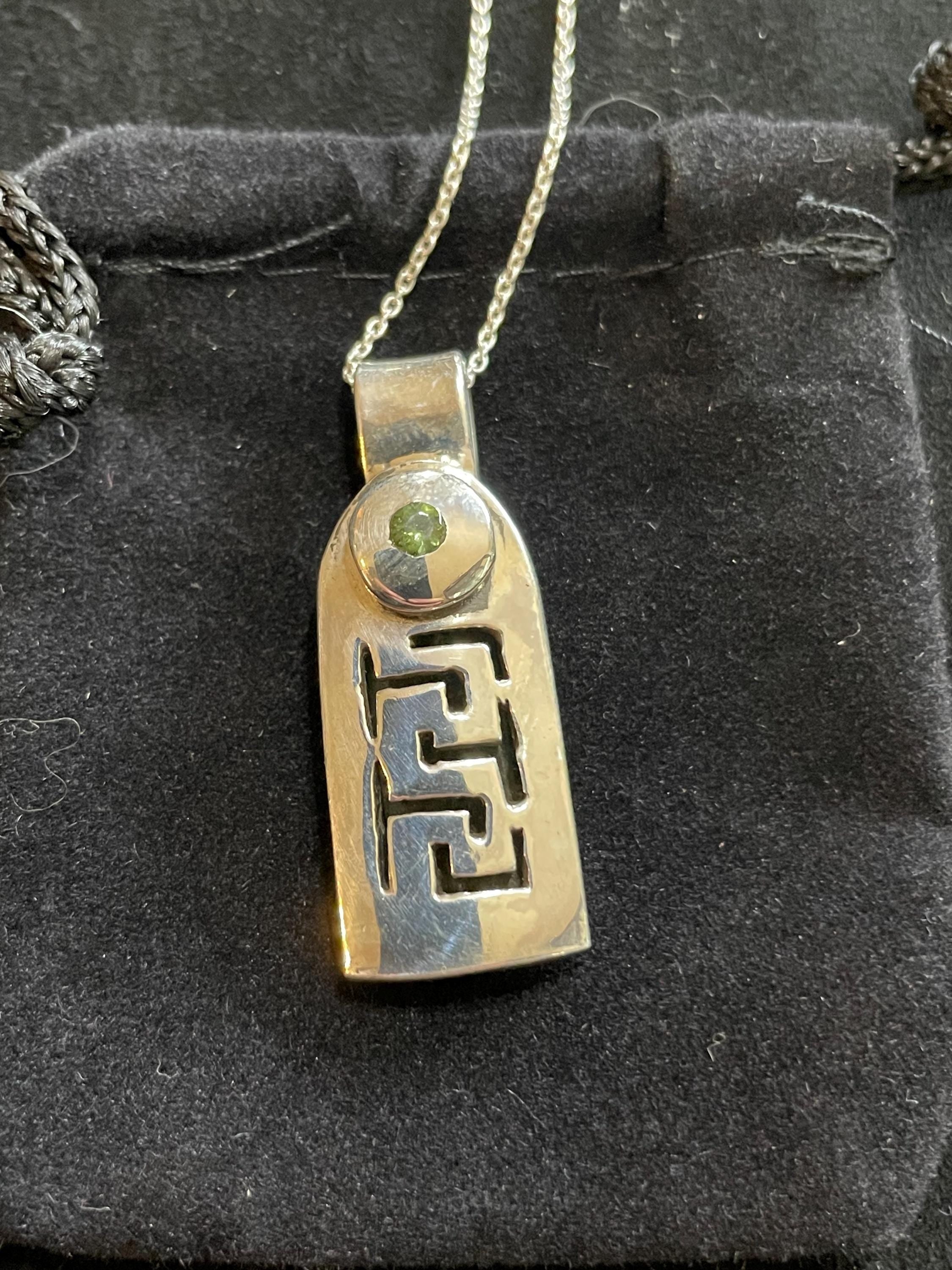 Keys Of The Ancients Silver, Peridot, Tourmaline Pendant