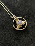 Portal Artifact: Sky- Argentium Silver, 14k Gold, Opal Pendant