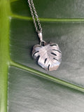 Unique Argentium Silver Monstera Deliciosa Leaf Pendant