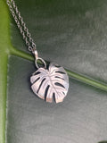 Unique Argentium Silver Monstera Deliciosa Leaf Pendant