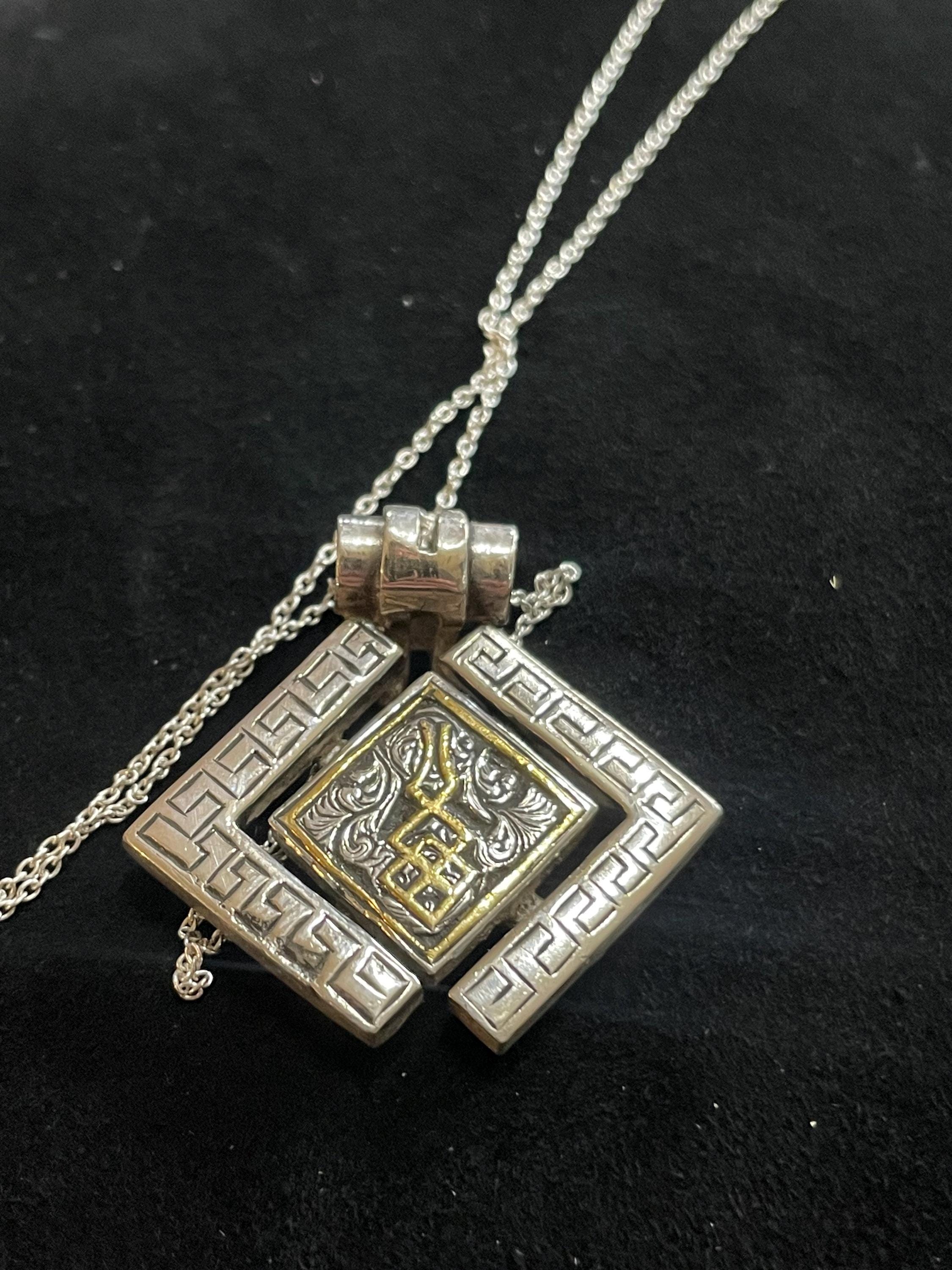 Tribute To Lolth- Pendant, Argentium Silver and 24k Gold Inlay