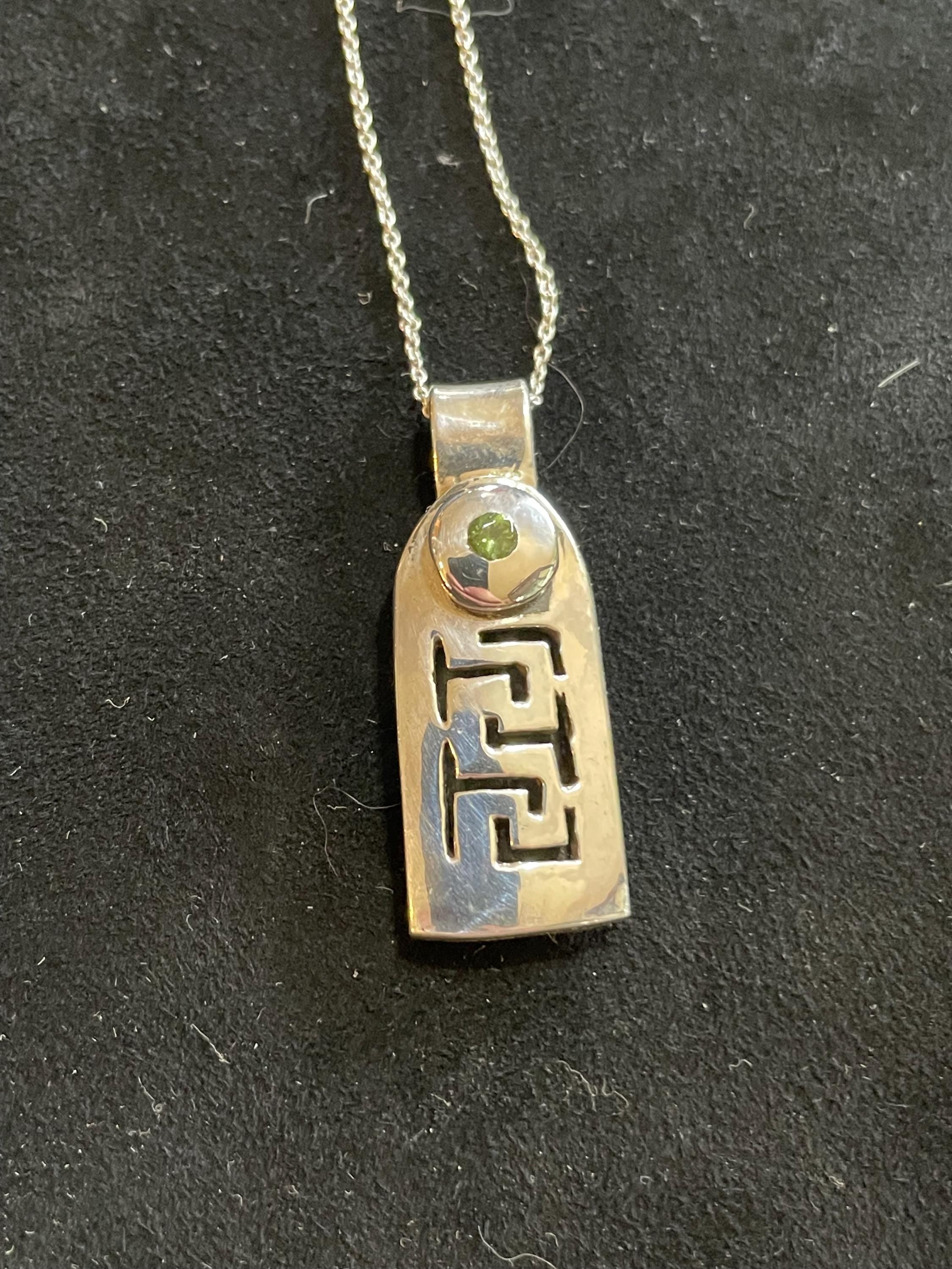 Keys Of The Ancients Silver, Peridot, Tourmaline Pendant