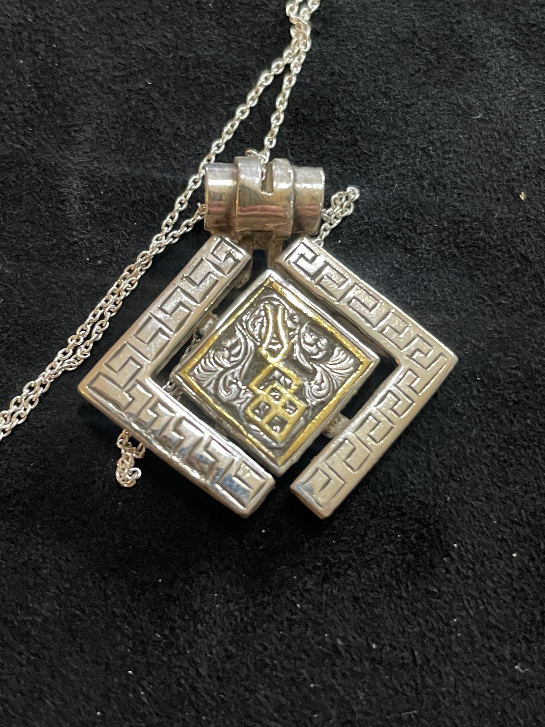 Tribute To Lolth- Pendant, Argentium Silver and 24k Gold Inlay