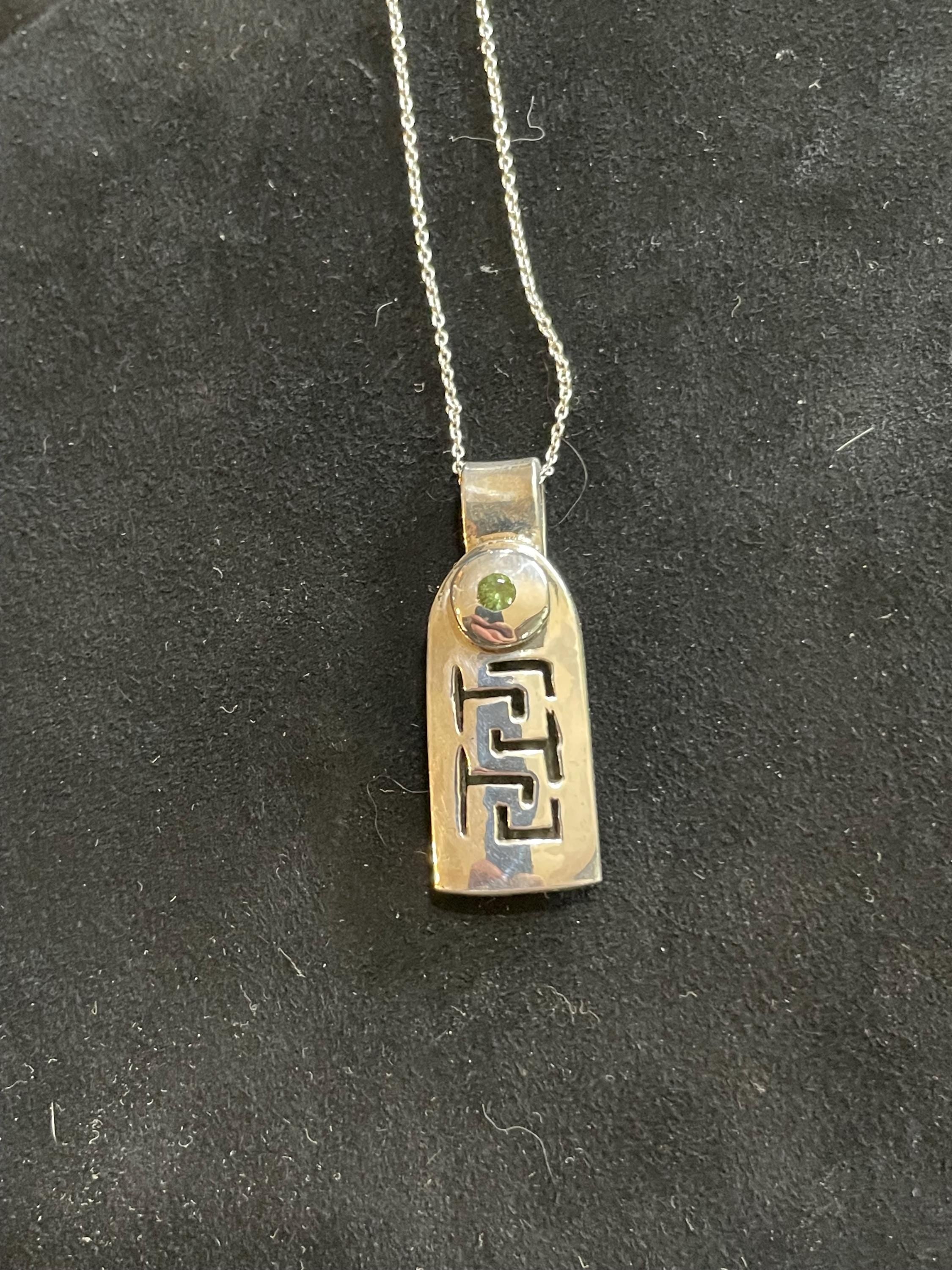 Keys Of The Ancients Silver, Peridot, Tourmaline Pendant